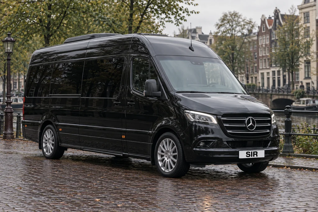 Sprinter Minibus parked along an Amsterdam canal